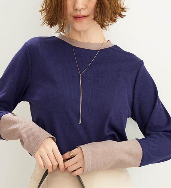 BELLUNA（ベルーナ）の「配色リブ素材クルーネックプルオーバー（カットソー）」｜詳細画像