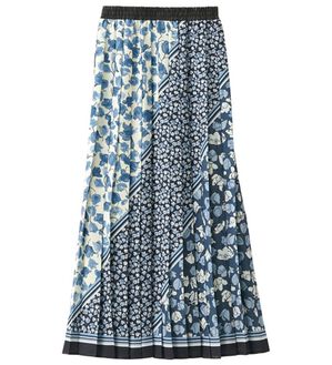 RANAN（ラナン）の「パネルフラワー柄プリーツロングスカート（ロングスカート）」｜モノトーン系