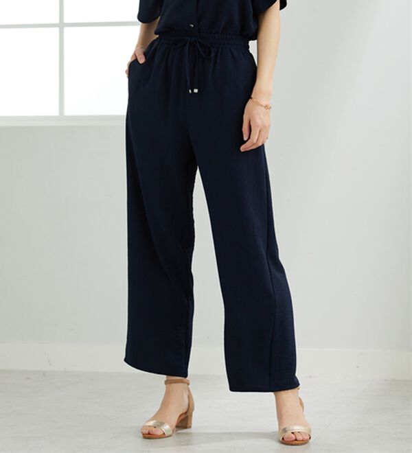 BELLUNA（ベルーナ）の「【快適Ｌａｂ．】お手入れ楽々ビンテージ調素材ワイドパンツ（ワイドパンツ・ガウチョ）」｜詳細画像