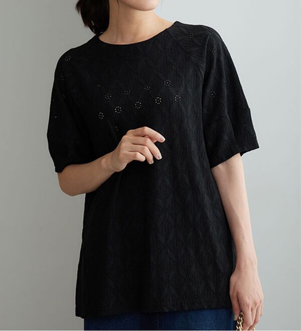 BELLUNA（ベルーナ）の「総レース素材Dカン使いチュニック（チュニック）」｜黒