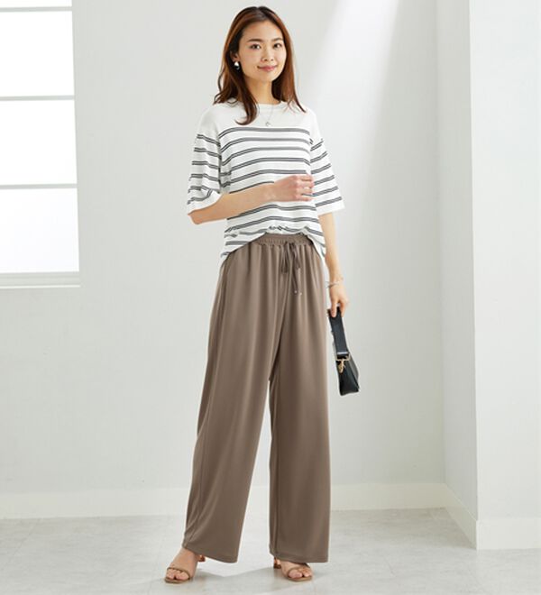 BELLUNA（ベルーナ）の「シャリさら！快適ドロストワイドパンツ（ワイドパンツ・ガウチョ）」｜詳細画像