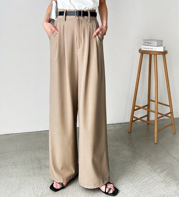 GeeRA（ジーラ）の「着心地抜群！ハイウエストダブルタックワイドパンツ（フルレングスパンツ）」｜詳細画像