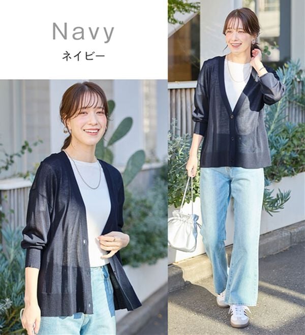 Viola e Viola（ヴィオラ エ ヴィオラ）の「【ＵＶカット】さらっと軽いＶネックサマーニットカーディガン（ニットカーディガン）」｜詳細画像