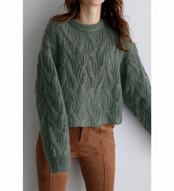 RANAN（ラナン）の「ビッグケーブル短丈ニット（ニット・セーター）」｜詳細画像