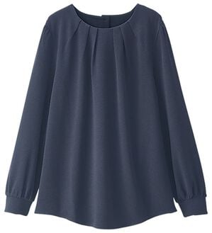 BELLUNA（ベルーナ）の「衿元タックデザインブラウス（ブラウス）」｜ネイビー