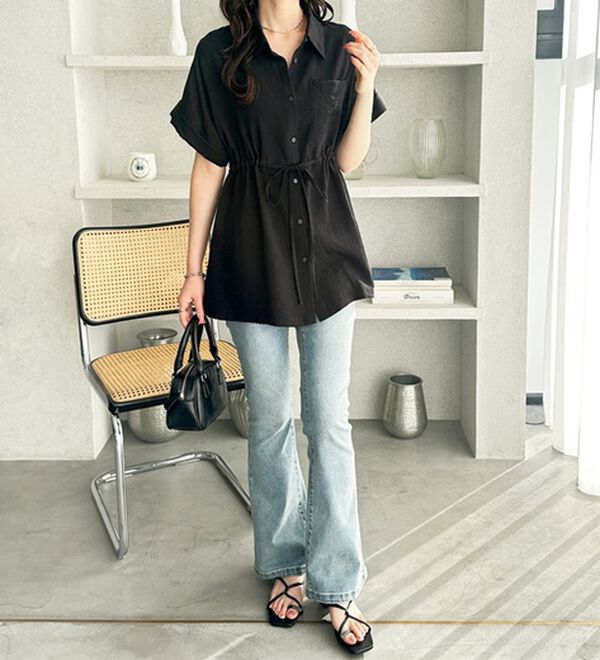 GeeRA（ジーラ）の「２ｗａｙウエストリボンシャツチュニック（チュニック）」｜詳細画像