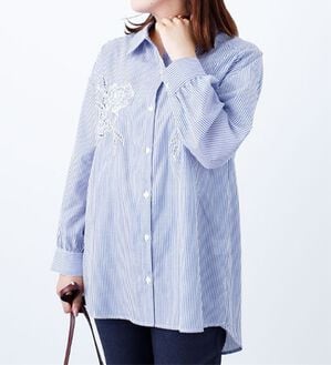 BELLUNA（ベルーナ）の「胸元刺しゅうシャツチュニック（チュニック）」｜詳細画像