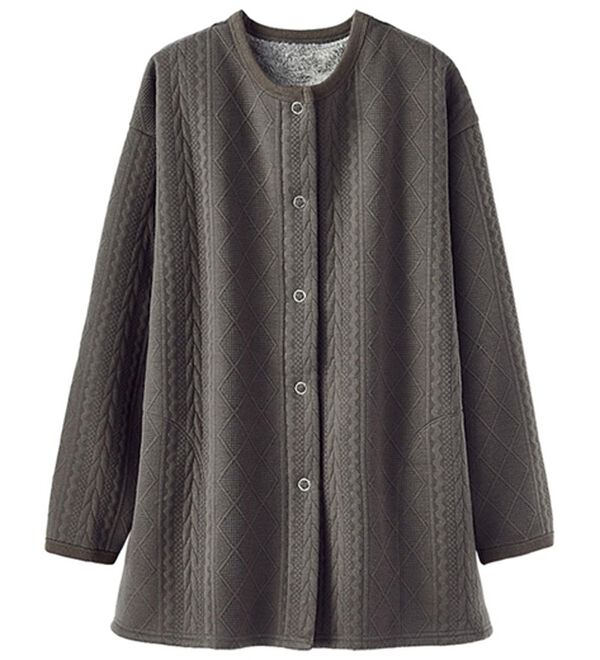 BELLUNA（ベルーナ）の「ケーブル柄がかわいいあったかジャケット（その他ジャケット）」｜チャコール