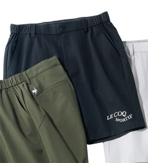 「＜ルコックスポルティフ＞サッカーストライプショートパンツ（メンズハーフパンツ）」｜ブラック