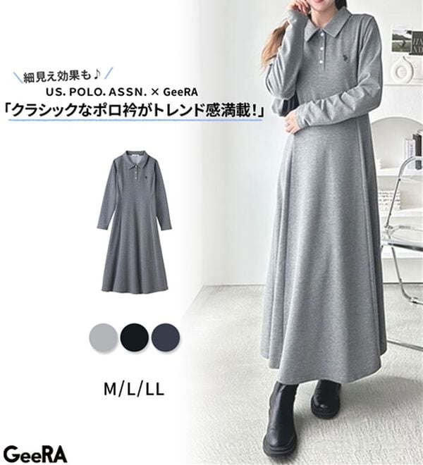 GeeRA（ジーラ）の「【U.S. POLO ASSN.】ポロ衿カットソーワンピース（その他ワンピース）」｜詳細画像