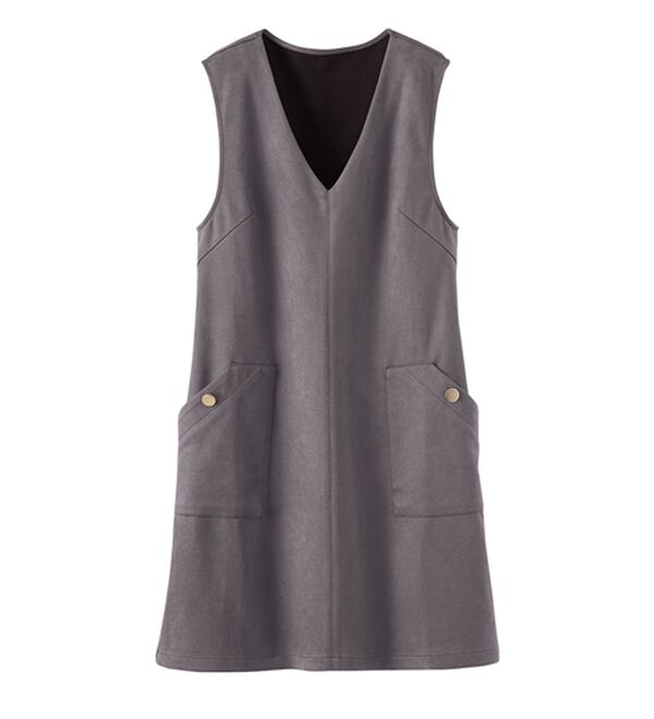 BELLUNA（ベルーナ）の「金ボタン使いスエード調ジャンパ―ドレス（ジャンパースカート）」｜詳細画像