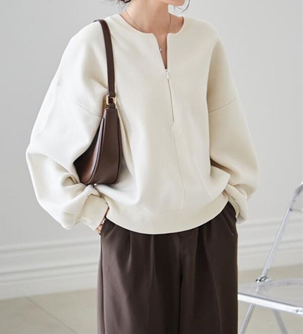 RANAN（ラナン）の「ハーフジップスウェットライクニット（ニット・セーター）」｜詳細画像