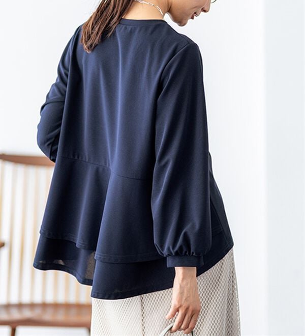 BELLUNA（ベルーナ）の「【再入荷】ボリューム袖美人顔バックフレアーＴブラウス（ブラウス）」｜詳細画像