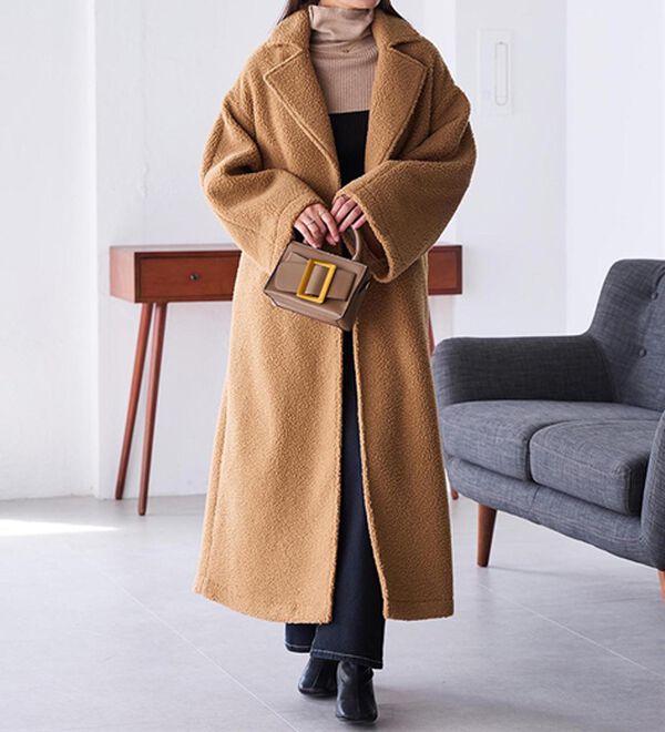 ムートンライクボアロングコート - ベルーナ【公式】