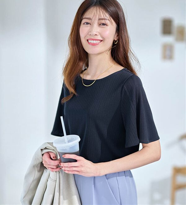 alotta（アロッタ）の「【4つの機能付】ひんやりチューリップ袖ブラウスTシャツ（カットソー）」｜詳細画像