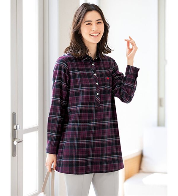 ルフラン（ルフラン）の「【２色組】【ＰＯＬＯ　ＢＣＳ】柔らかネル素材ブラウス（ブラウス）」｜詳細画像