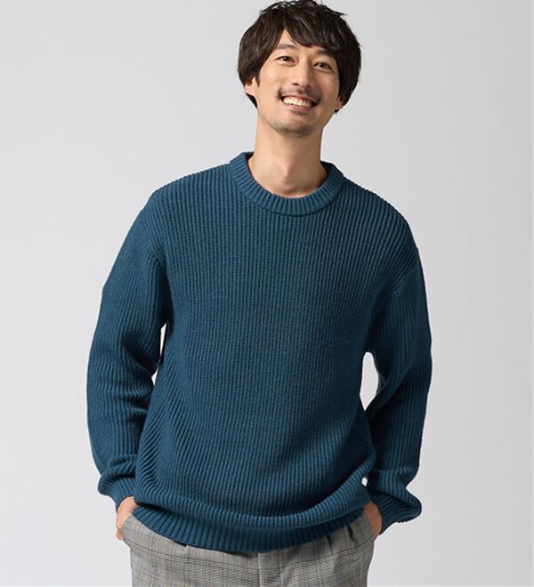 REMEN'S（リメンズ）の「【洗える】やわらかタッチ畦編みクルーネックセーター（メンズニット・セーター）」｜詳細画像