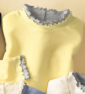 BELLUNA（ベルーナ）の「重ね着風フリル衿プルオーバー（カットソー）」｜イエロー&times;杢グレー