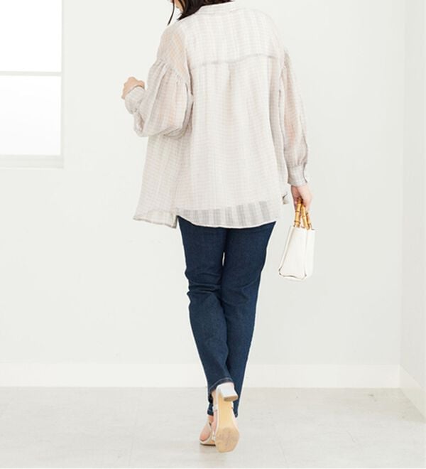 BELLUNA（ベルーナ）の「シアーチェック素材シャツチュニック（チュニック）」｜詳細画像