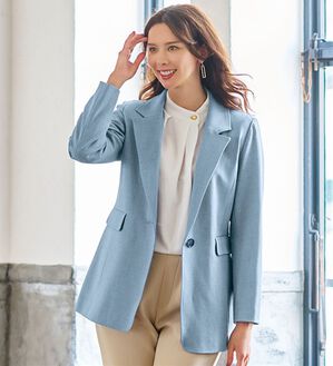 BELLUNA（ベルーナ）の「＜楽スタフィット＞シリーズ（ジャケット・パンツ・ベスト）（フルレングスパンツ）」｜テーラードジャケット/ブルー