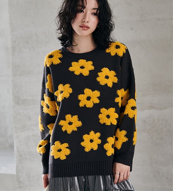 花柄ジャカードニットプルオーバー - ベルーナ【公式】 