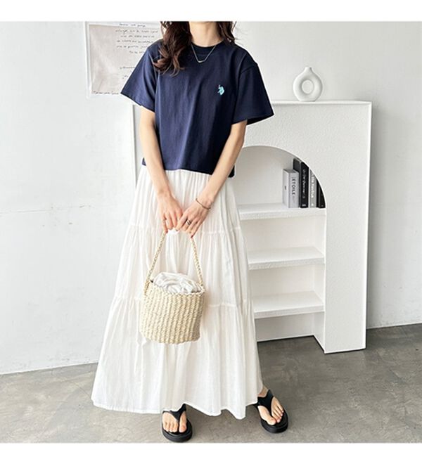 GeeRA（ジーラ）の「【Ｕ．Ｓ．　ＰＯＬＯ　ＡＳＳＮ．】ショート丈Ｔシャツ（Tシャツ）」｜詳細画像