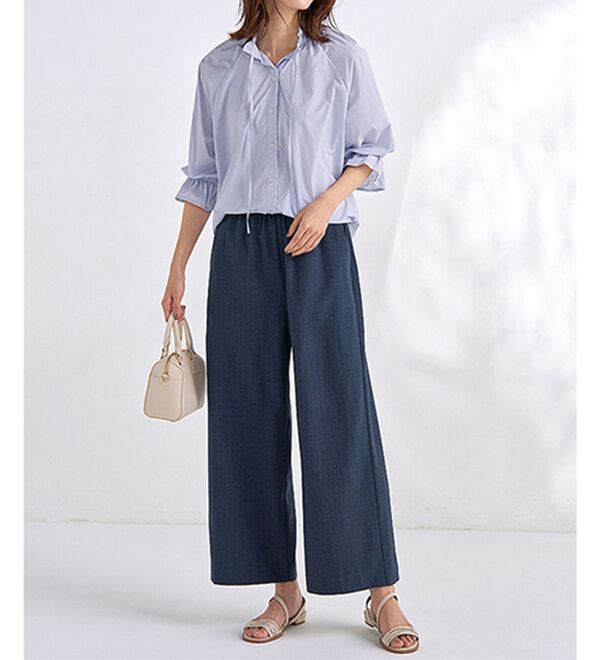 BELLUNA（ベルーナ）の「畳んでもシワにならない！麻調ワイドパンツ（ワイドパンツ・ガウチョ）」｜詳細画像