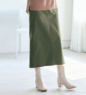 BELLUNA（ベルーナ）の「走れる！体型カバーナロースカート（ロングスカート）」｜カーキ