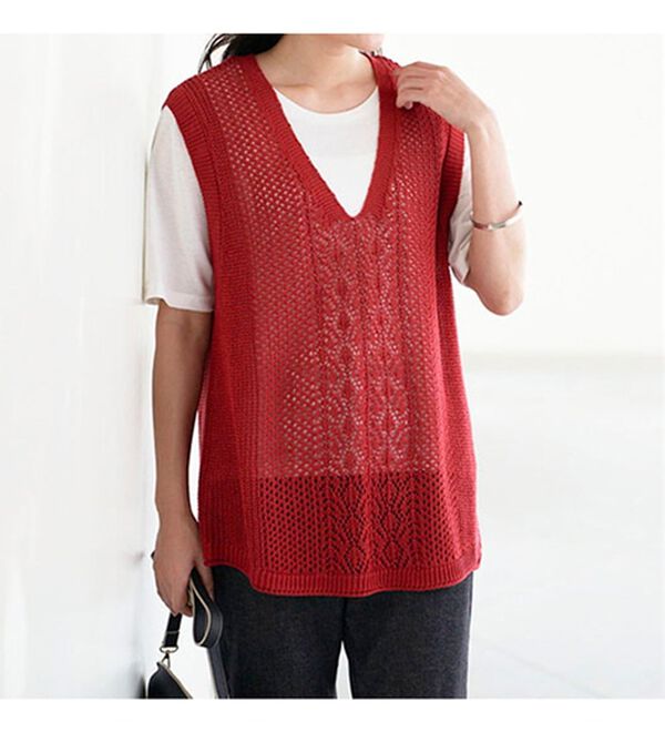 BELLUNA（ベルーナ）の「透かし編みが涼し気なニットベスト（ベスト）」｜詳細画像