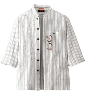 「＜デコイ＞大人の涼感ドビー柄シャツアウター（メンズシャツ）」｜ホワイト