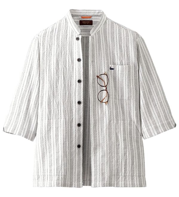 「＜デコイ＞大人の涼感ドビー柄シャツアウター（メンズシャツ）」｜ホワイト