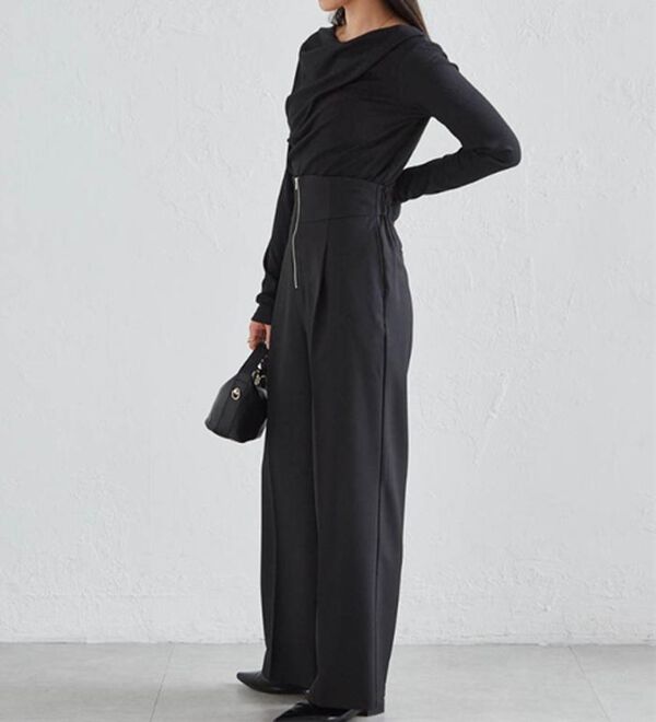 RANAN（ラナン）の「ハイウエストジップワイドパンツ（ワイドパンツ・ガウチョ）」｜詳細画像