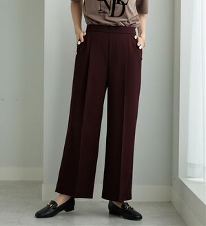 BELLUNA（ベルーナ）の「メランジストレッチ素材ワイドパンツ（ワイドパンツ・ガウチョ）」｜ボルドー