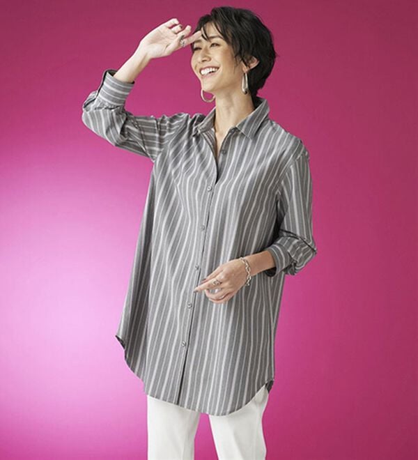 BELLUNA（ベルーナ）の「＜ＳＯＬＯＴＥＸ（Ｒ）＞ストレッチビッグシャツ（シャツ）」｜詳細画像