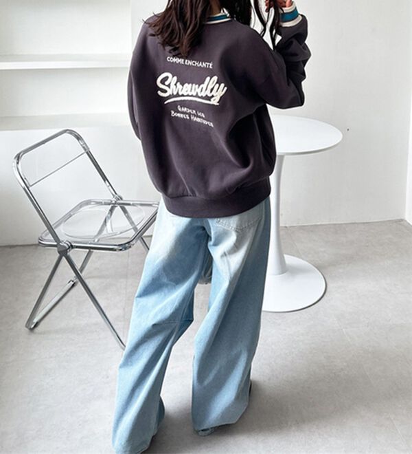 GeeRA（ジーラ）の「ラインリブエンブロイダリー裏起毛スウェット（カットソー）」｜詳細画像