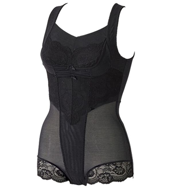 LAVIENNE（ラヴィエンヌ）の「【２色組】グラマーさんの綿入りお腹スッキリボディスーツ（ボディスーツ・シェイパー）」｜詳細画像