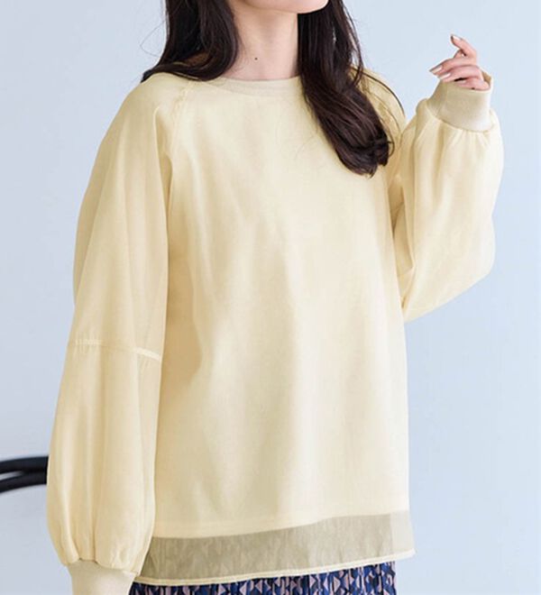RANAN（ラナン）の「裏起毛シアー素材レイヤードスウェット（カットソー）」｜詳細画像