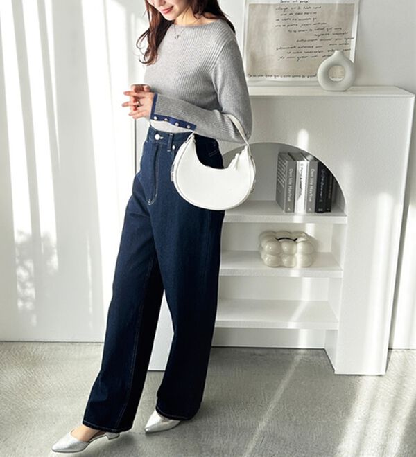 GeeRA（ジーラ）の「袖口ボタン配色ボートネックリブニット（ニット・セーター）」｜詳細画像