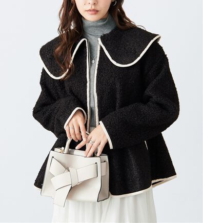 alotta（アロッタ）の「配色デザインブークレジップブルゾンコート（ショートコート）」