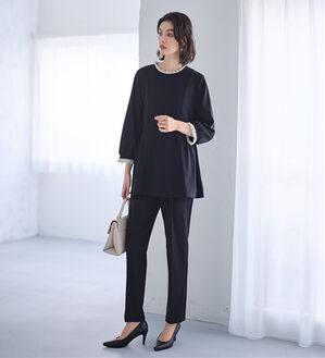 GeeRA（ジーラ）の「【２点セット】バイカラーフリル衿ブラウスセットアップ（その他スーツ）」｜ネイビー