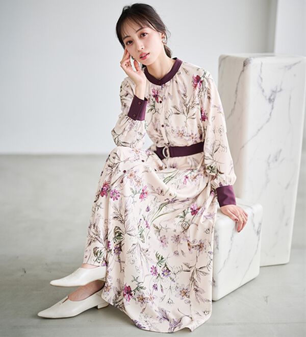 レトロフラワーシャツワンピース - ベルーナ【公式】