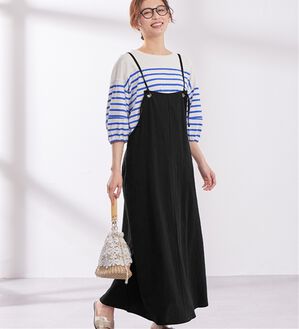 Viola e Viola（ヴィオラ エ ヴィオラ）の「綿１００％前後２ＷＡＹキャミワンピース（その他ワンピース）」｜ブラック