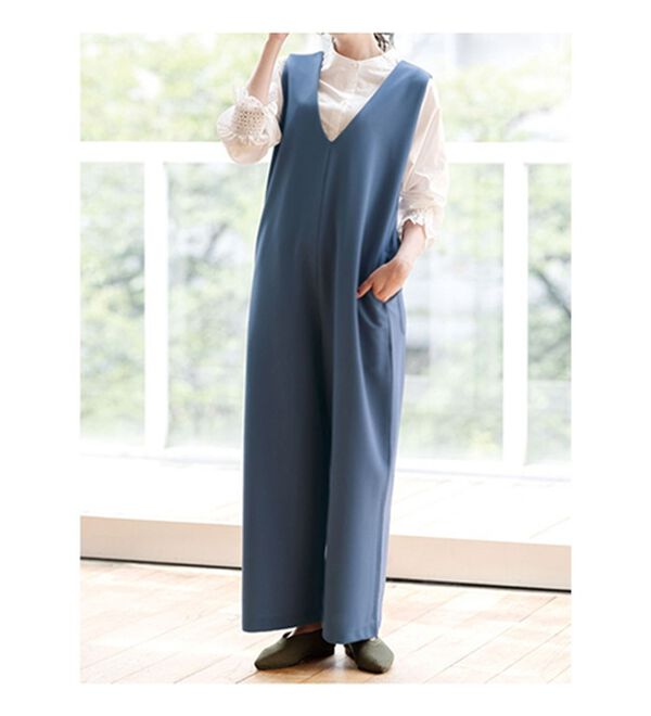 RANAN（ラナン）の「きれい見えＶネックサロペット（オールインワン）」｜詳細画像