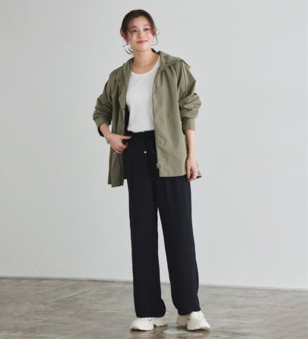 Pierrot（ピエロ）の「【接触冷感】楽ちんキレイ見えワイドイージーパンツ（フルレングスパンツ）」｜詳細画像