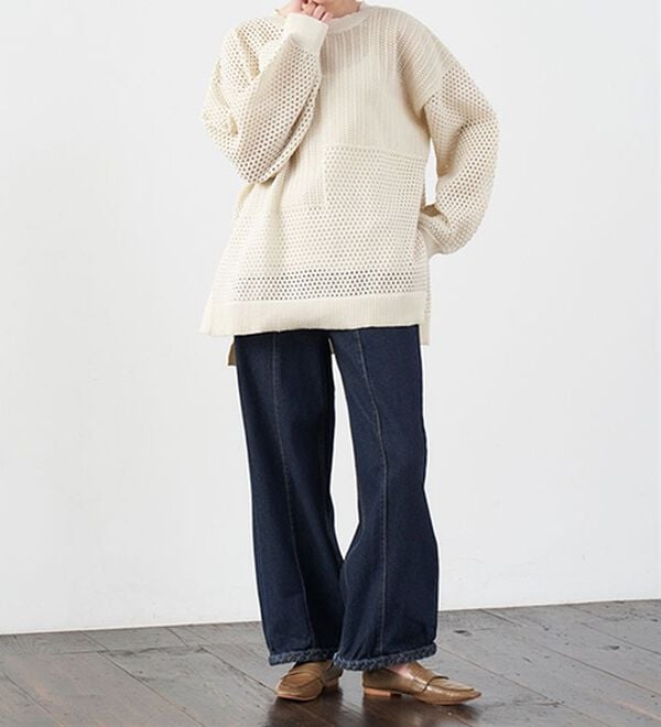 RANAN（ラナン）の「メッシュ素材透かし編みニット（ニット・セーター）」｜詳細画像