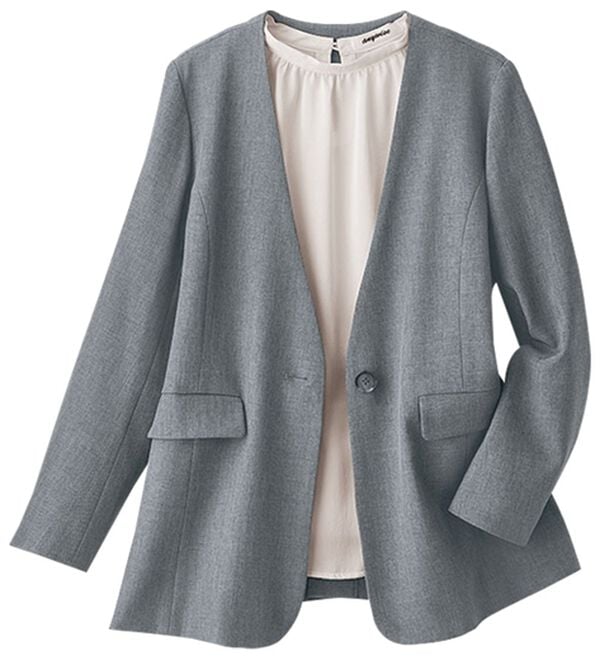 BELLUNA（ベルーナ）の「＜楽スタフィット＞ノーカラージャケット（ノーカラージャケット）」｜詳細画像