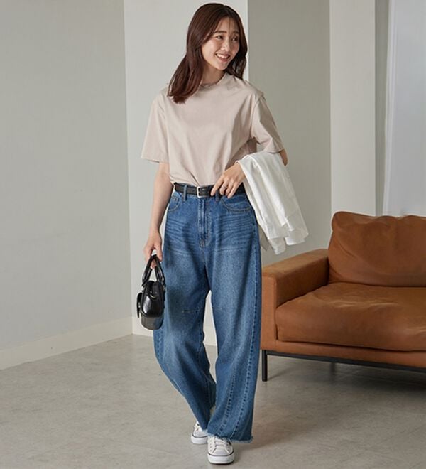 BELLUNA（ベルーナ）の「【選べる袖丈】＜エアリーアイスコットン＞オーバーサイズＴシャツ（カットソー）」｜詳細画像