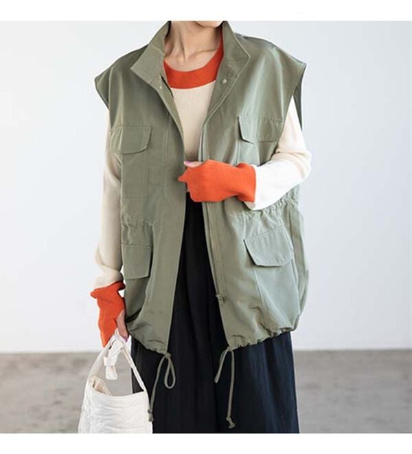 GeeRA（ジーラ）の「スタンドカラーミリタリーベスト（ベスト）」｜詳細画像