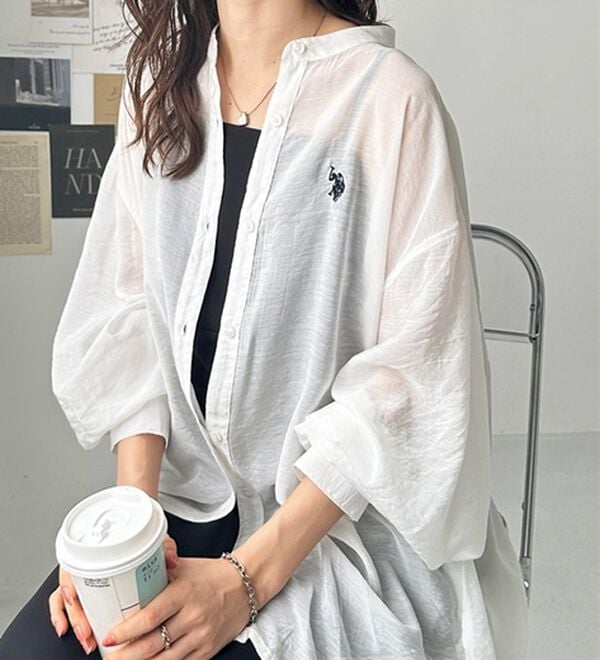 GeeRA（ジーラ）の「【Ｕ．Ｓ．　ＰＯＬＯ　ＡＳＳＮ．】バンドカラーシアーシャツ（シャツ）」｜詳細画像