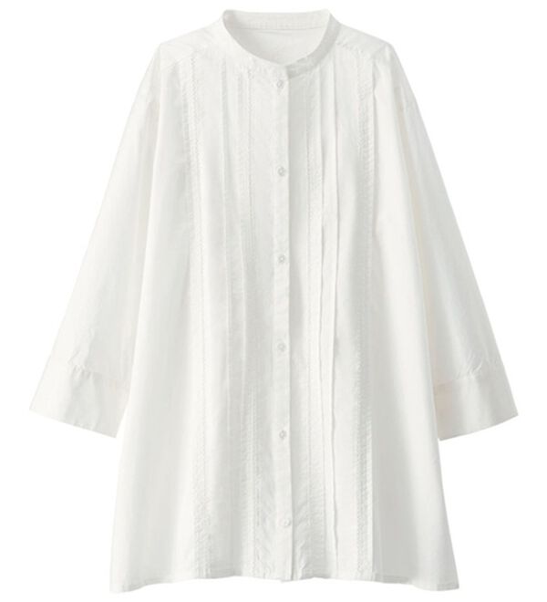 BELLUNA（ベルーナ）の「マーゼライズコットン１００％　アルガンオイル加工ピンタック使いブラウス（ブラウス）」｜白